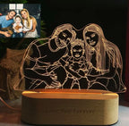 מנורת לילה מאוירת עם ציור תמונה וחריטה אישית