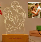 מנורת לילה מאוירת עם ציור תמונה וחריטה אישית